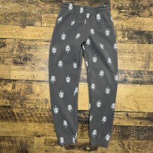Ghostface Scream Movie Print Joggers Sweatpants Charcoal Gray Small Polyester